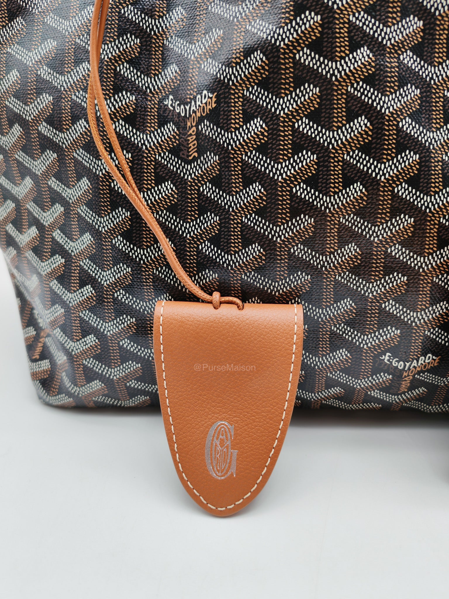 Goyard Saint Louis Tote Bag PM in Tan Goyardine Canvas with Croc Universal Clip Charm | Purse Maison Luxury Bags Shop