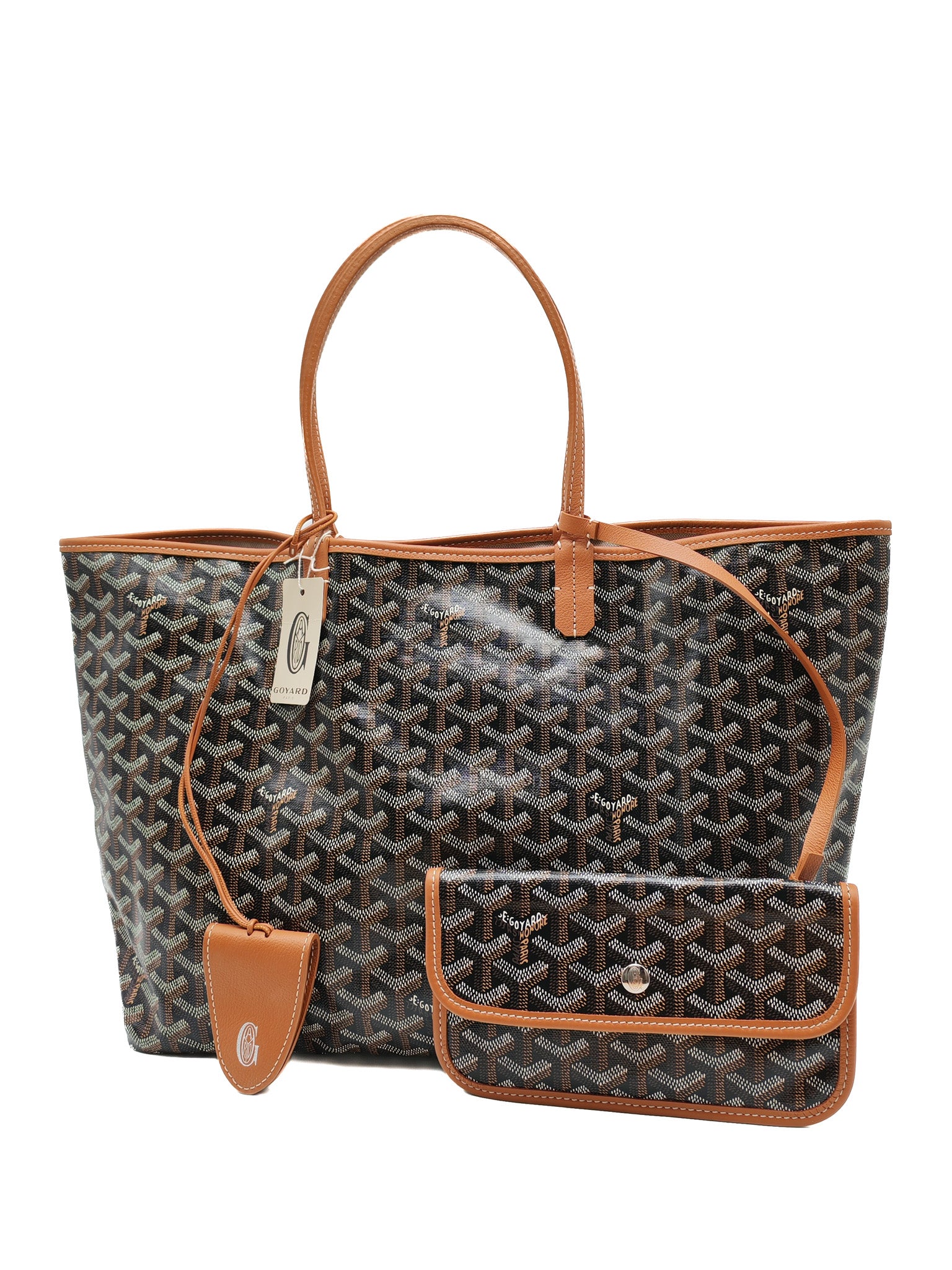 Goyard Saint Louis Tote Bag PM in Tan Goyardine Canvas with Croc Universal Clip Charm | Purse Maison Luxury Bags Shop