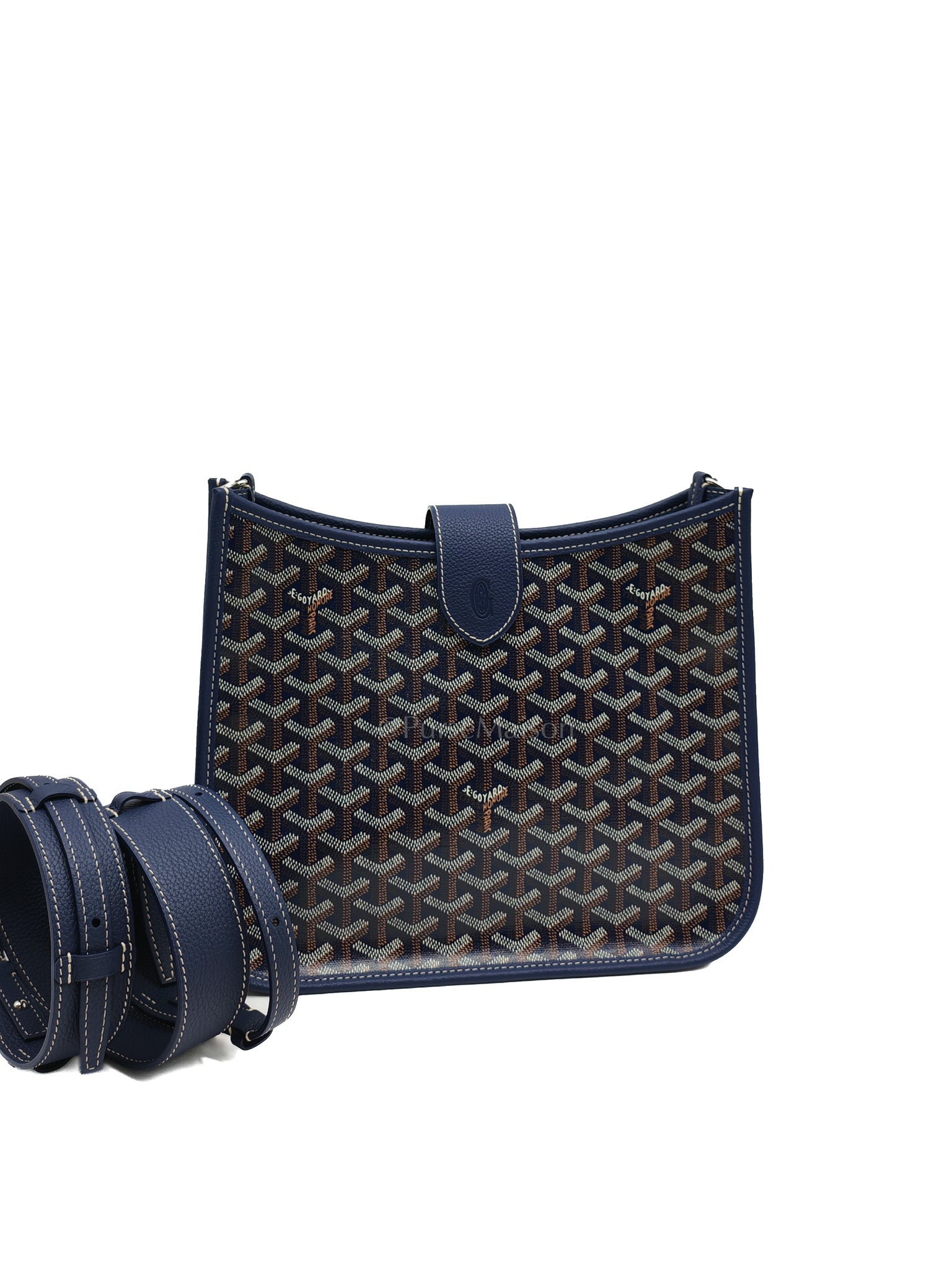 Sac Musette Crossbody Bag Pm in Navy Blue Goyardine Canvas