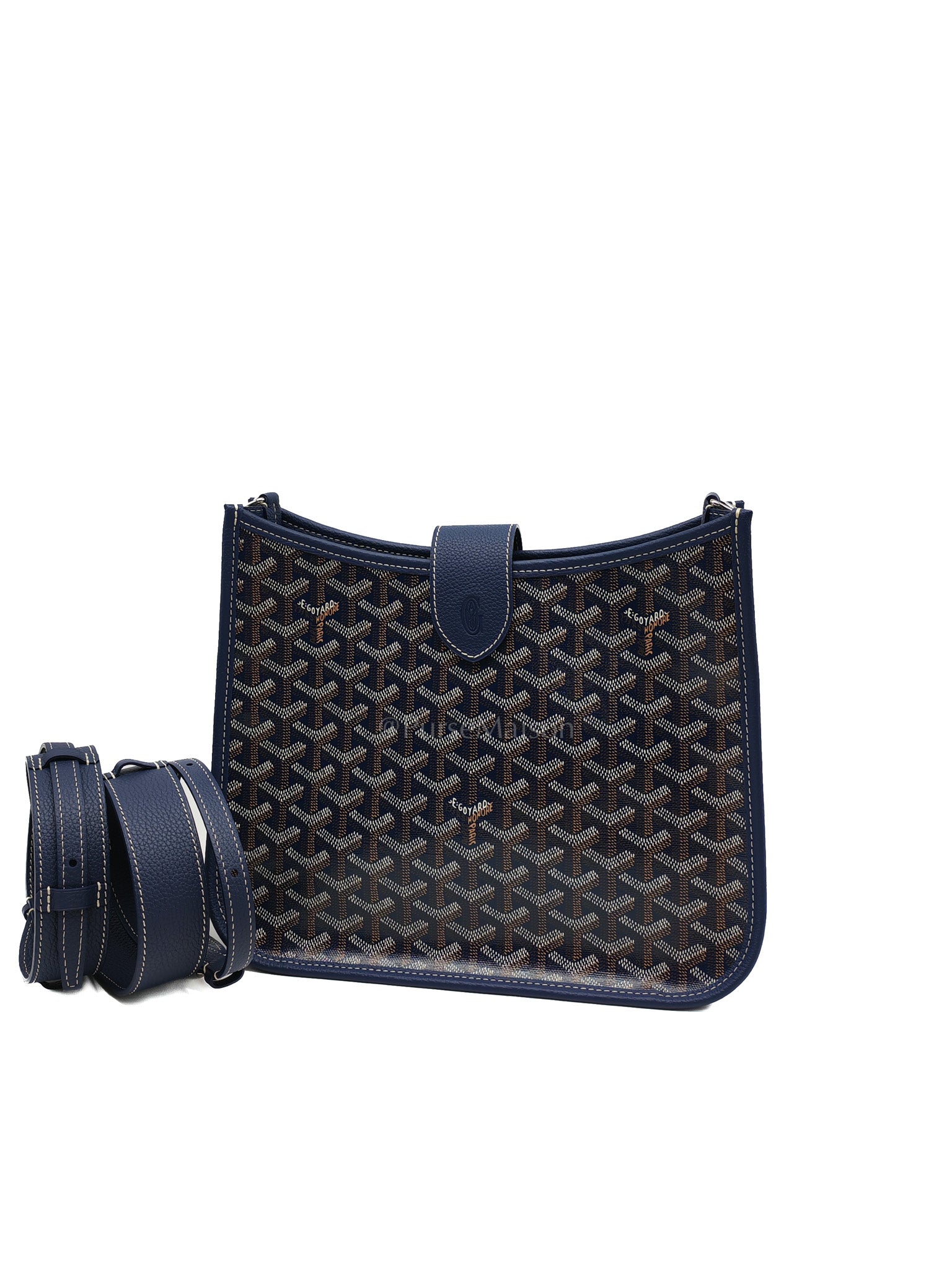 Sac Musette Crossbody Bag Pm in Navy Blue Goyardine Canvas