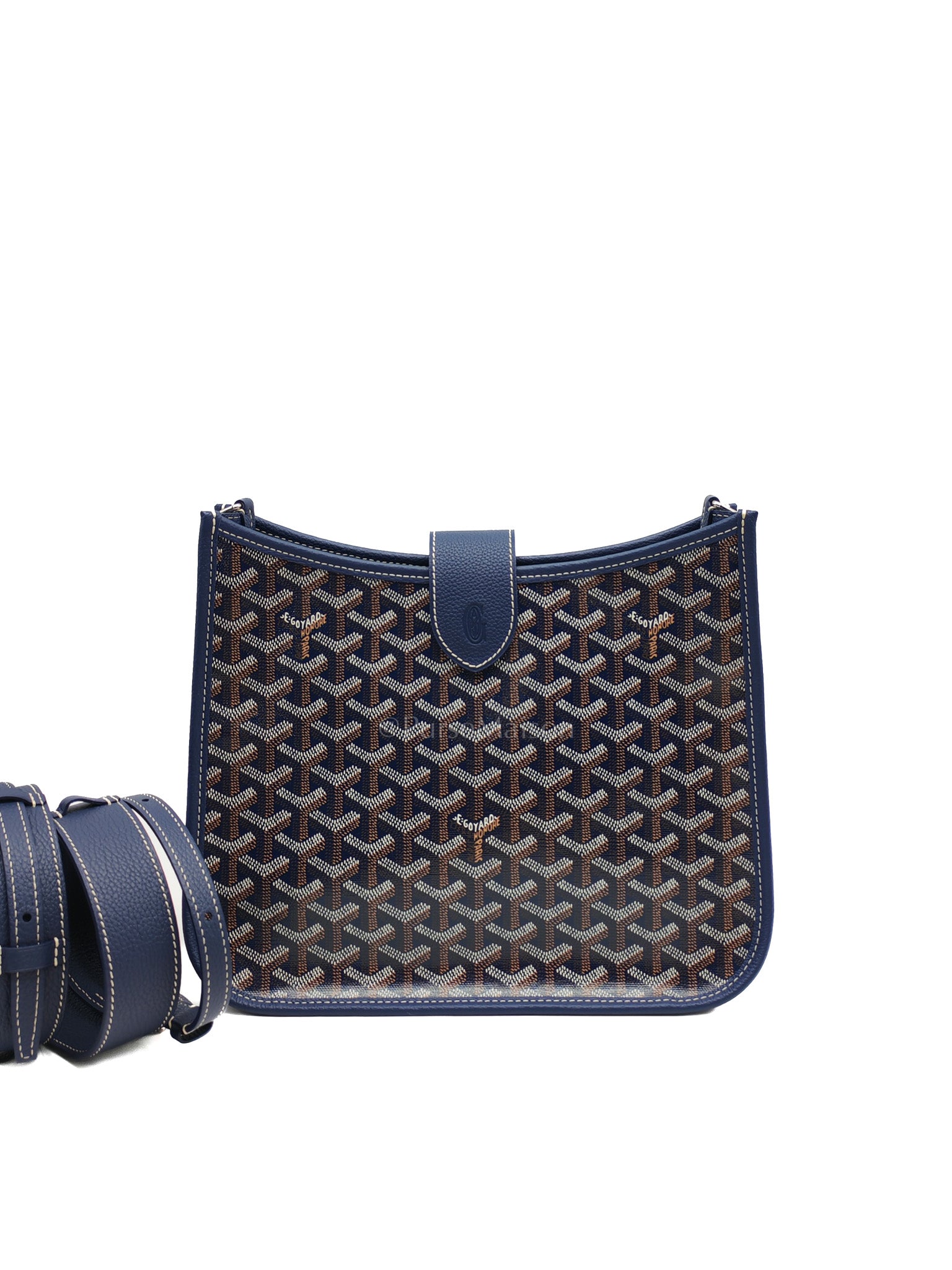 Sac Musette Crossbody Bag Pm in Navy Blue Goyardine Canvas