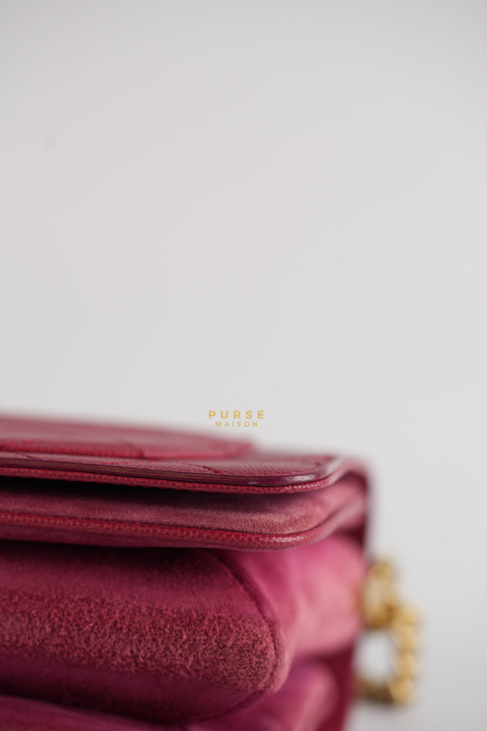 Grained Calfskin Stitched Small Enamel Pink in Aged God Hardware Series 26 | Purse Maison Luxury Bags Shop