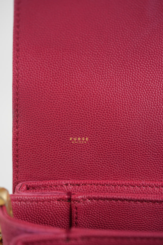 Grained Calfskin Stitched Small Enamel Pink in Aged God Hardware Series 26 | Purse Maison Luxury Bags Shop