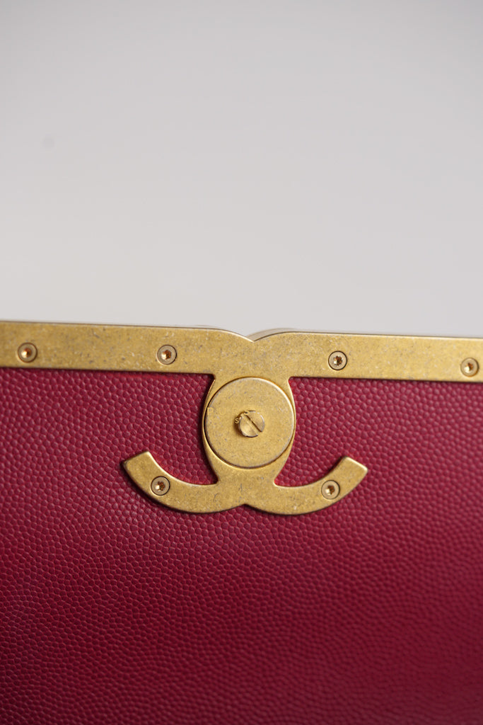 Grained Calfskin Stitched Small Enamel Pink in Aged God Hardware Series 26 | Purse Maison Luxury Bags Shop