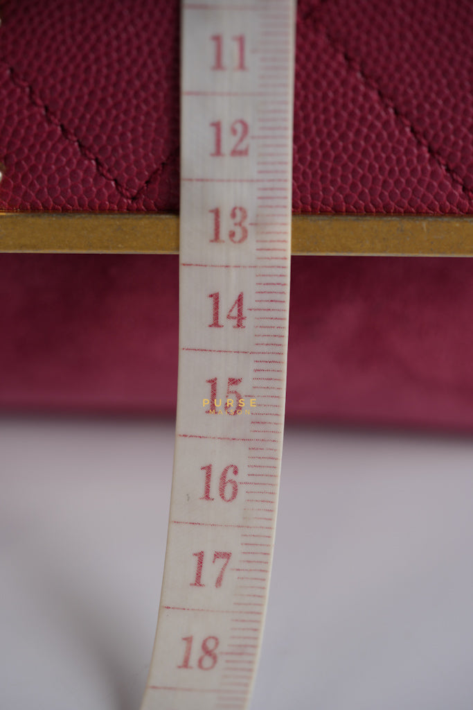 Grained Calfskin Stitched Small Enamel Pink in Aged God Hardware Series 26 | Purse Maison Luxury Bags Shop