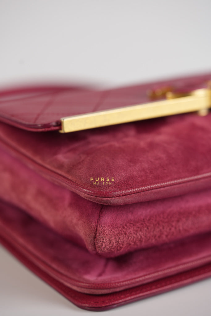 Grained Calfskin Stitched Small Enamel Pink in Aged God Hardware Series 26 | Purse Maison Luxury Bags Shop