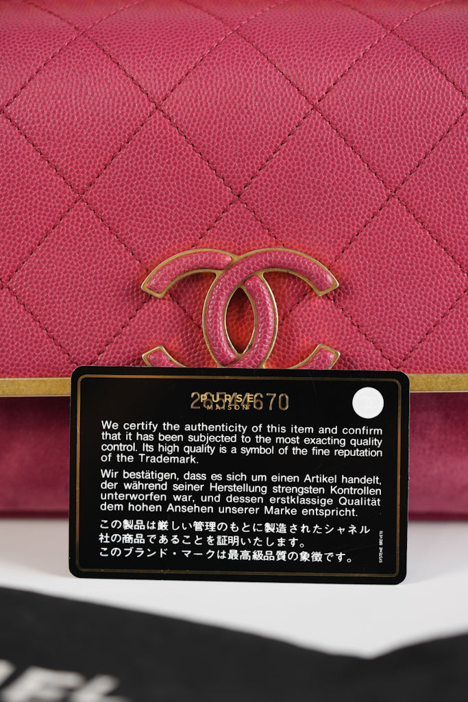 Grained Calfskin Stitched Small Enamel Pink in Aged God Hardware Series 26 | Purse Maison Luxury Bags Shop