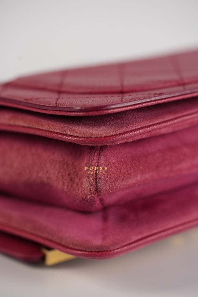 Grained Calfskin Stitched Small Enamel Pink in Aged God Hardware Series 26 | Purse Maison Luxury Bags Shop
