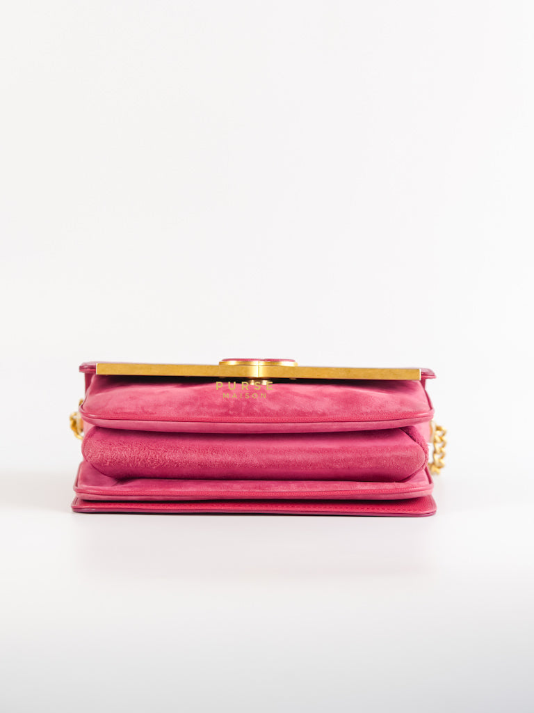 Grained Calfskin Stitched Small Enamel Pink in Aged God Hardware Series 26 | Purse Maison Luxury Bags Shop
