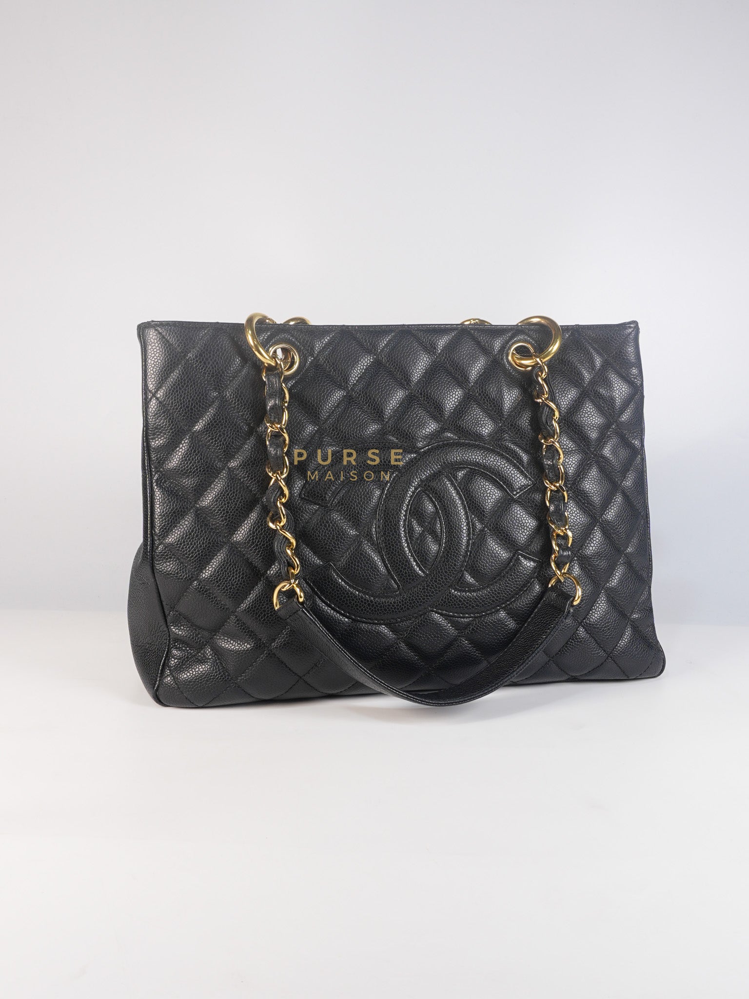 Grand Shopping Tote Bag (GST) in Black Caviar Leather & Gold Hardware Series 12 | Purse Maison Luxury Bags Shop