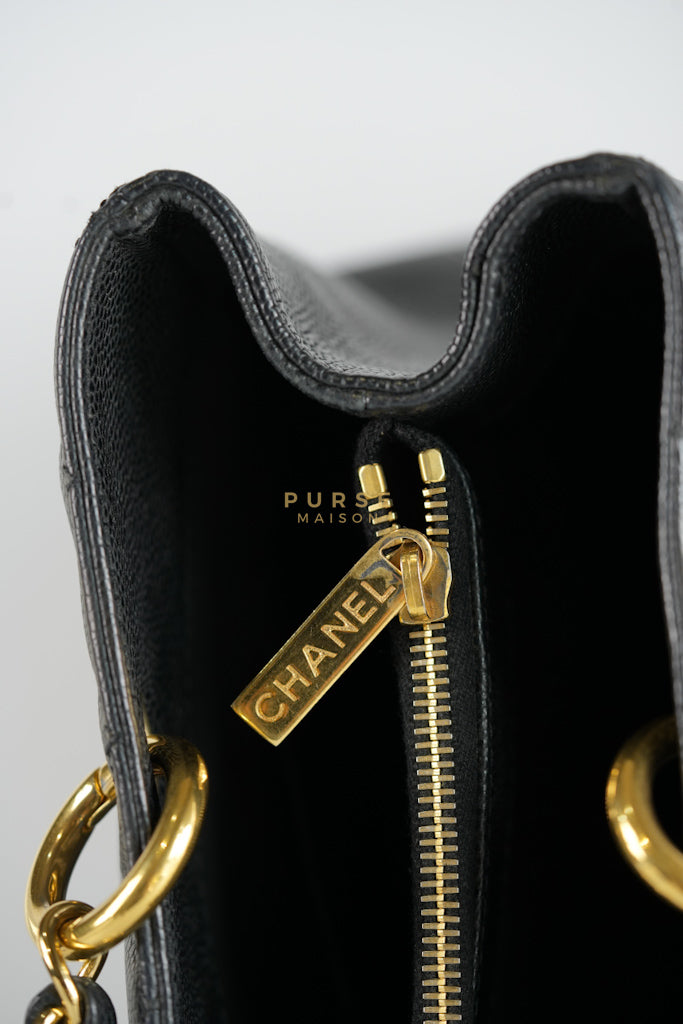 Grand Shopping Tote Bag (GST) in Black Caviar Leather & Gold Hardware Series 12 | Purse Maison Luxury Bags Shop