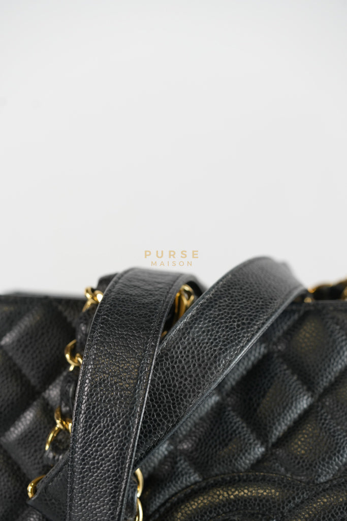 Grand Shopping Tote Bag (GST) in Black Caviar Leather & Gold Hardware Series 12 | Purse Maison Luxury Bags Shop
