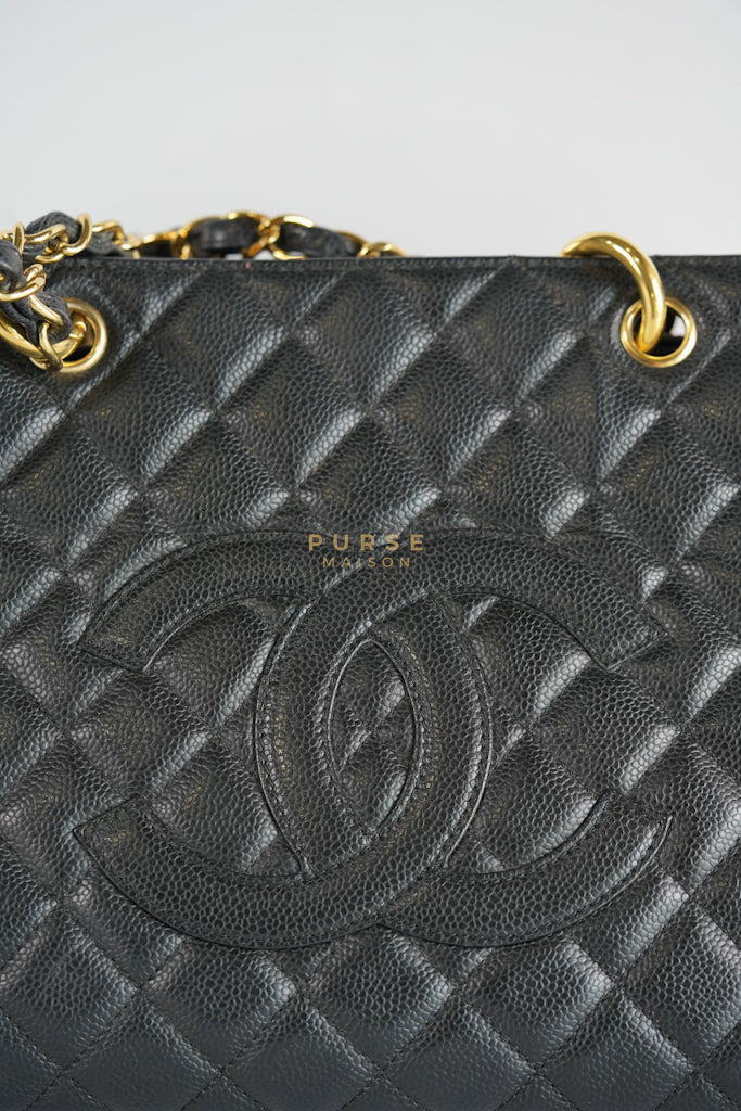 Grand Shopping Tote Bag (GST) in Black Caviar Leather & Gold Hardware Series 12 | Purse Maison Luxury Bags Shop