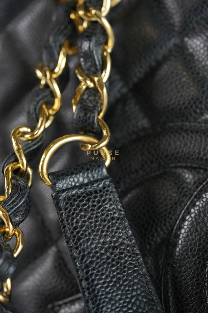 Grand Shopping Tote Bag (GST) in Black Caviar Leather & Gold Hardware Series 12 | Purse Maison Luxury Bags Shop