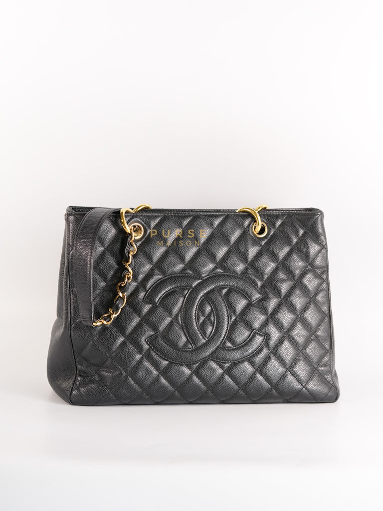 Grand Shopping Tote Bag (GST) in Black Caviar Leather & Gold Hardware Series 12 | Purse Maison Luxury Bags Shop