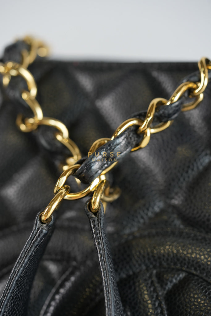 Grand Shopping Tote Bag (GST) in Black Caviar Leather & Gold Hardware Series 12 | Purse Maison Luxury Bags Shop