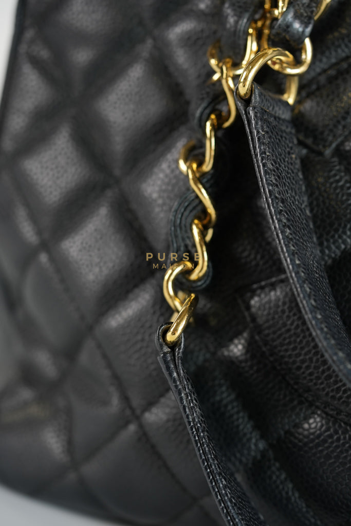 Grand Shopping Tote Bag (GST) in Black Caviar Leather & Gold Hardware Series 12 | Purse Maison Luxury Bags Shop