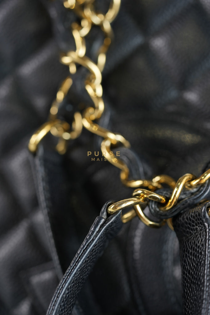 Grand Shopping Tote Bag (GST) in Black Caviar Leather & Gold Hardware Series 12 | Purse Maison Luxury Bags Shop