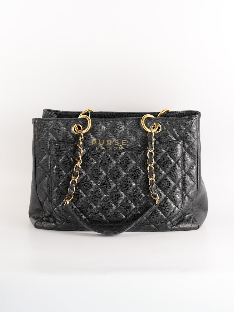 Grand Shopping Tote Bag (GST) in Black Caviar Leather & Gold Hardware Series 12 | Purse Maison Luxury Bags Shop