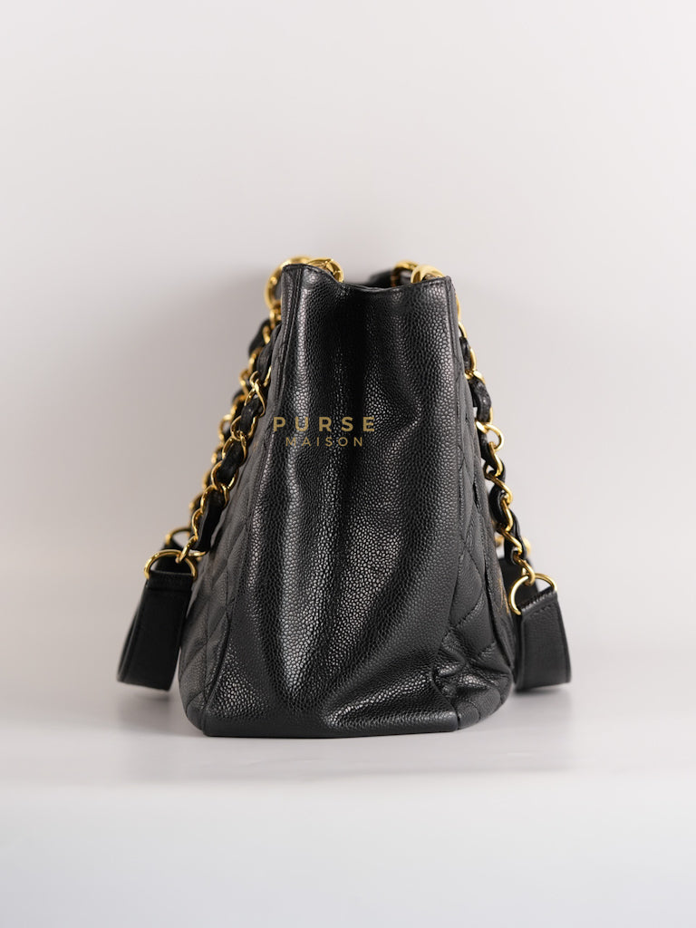 Grand Shopping Tote Bag (GST) in Black Caviar Leather & Gold Hardware Series 12 | Purse Maison Luxury Bags Shop
