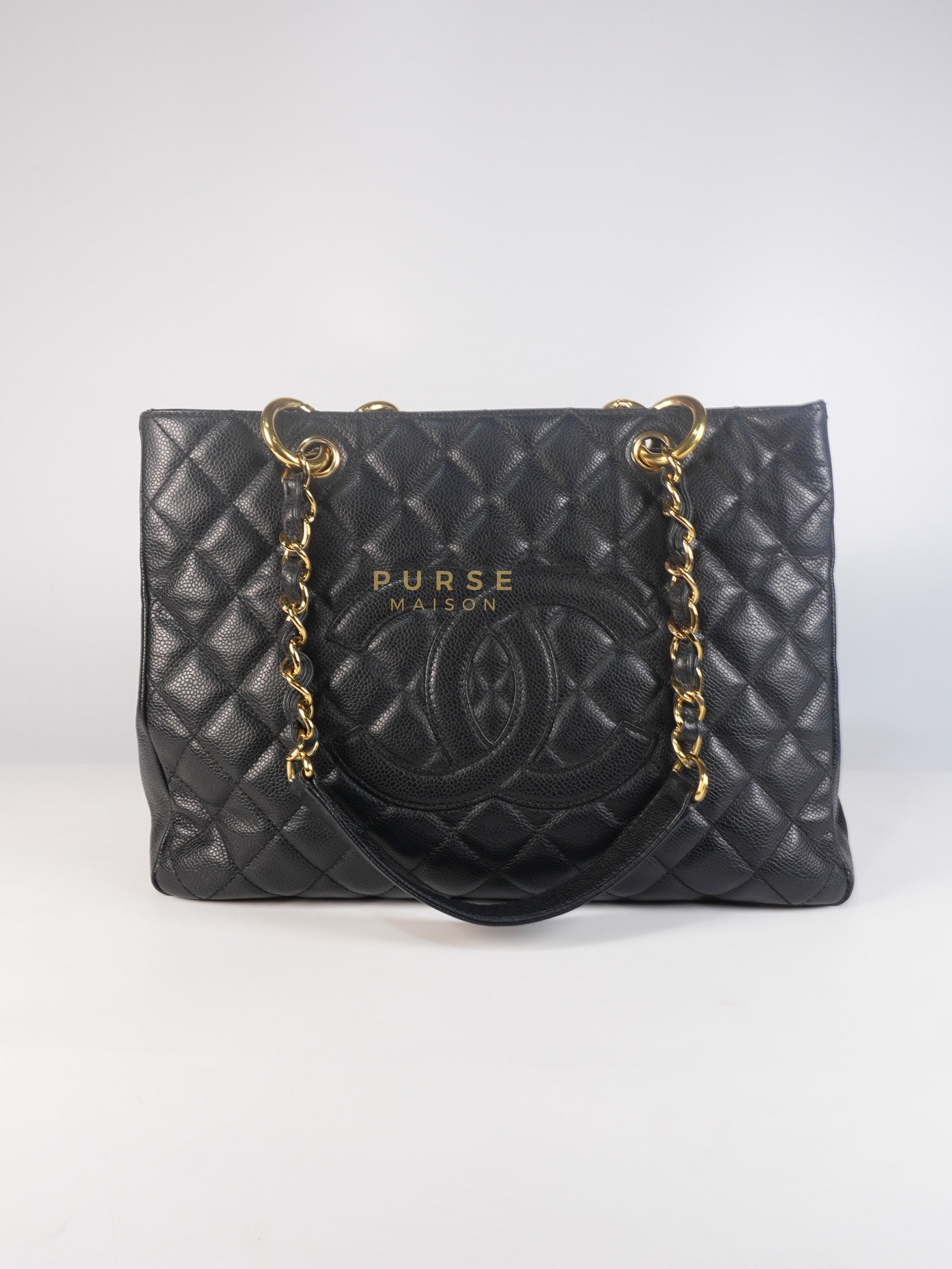 Grand Shopping Tote Bag (GST) in Black Caviar Leather & Gold Hardware Series 12 | Purse Maison Luxury Bags Shop