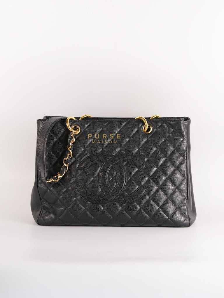 Grand Shopping Tote Bag (GST) in Black Caviar Leather & Gold Hardware Series 12 | Purse Maison Luxury Bags Shop