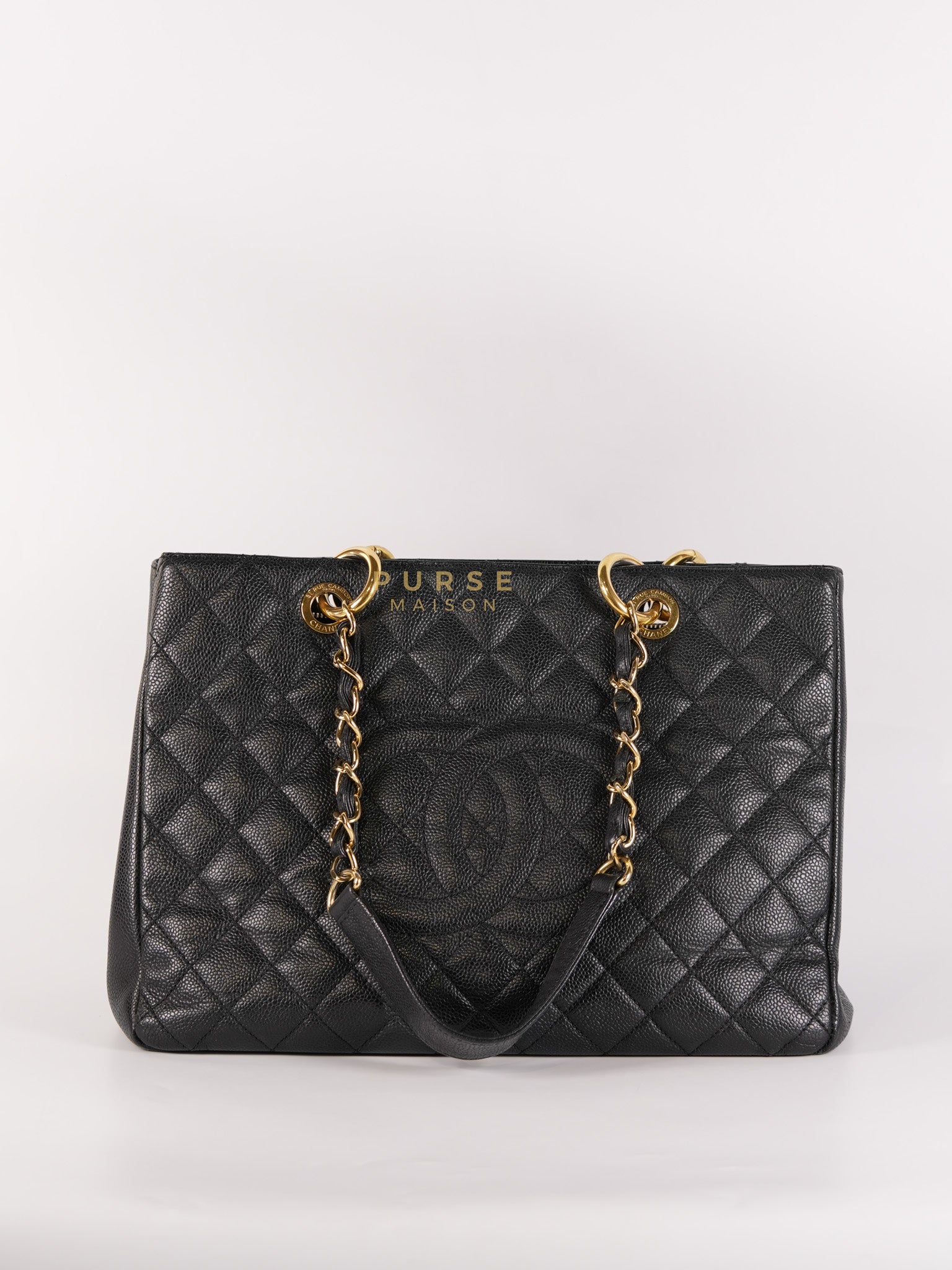 Grand Shopping Tote Bag (GST) in Black Caviar Leather & Gold Hardware Series 18 | Purse Maison Luxury Bags Shop