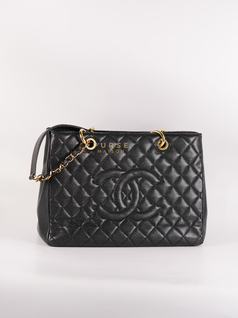 Grand Shopping Tote Bag (GST) in Black Quilted Caviar Leather & Gold Hardware Series 17 | Purse Maison Luxury Bags Shop