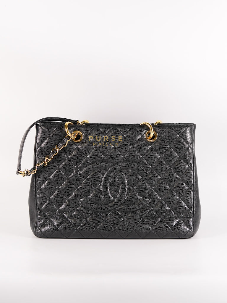 Grand Shopping Tote Bag (GST) in Black Quilted Caviar Leather & Gold Hardware Series 17 | Purse Maison Luxury Bags Shop