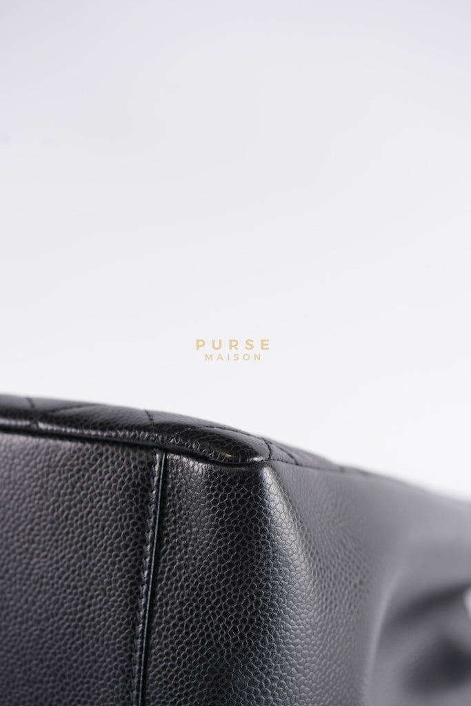Grand Shopping Tote Bag (GST) in Black Quilted Caviar Leather & Gold Hardware Series 19 | Purse Maison Luxury Bags Shop