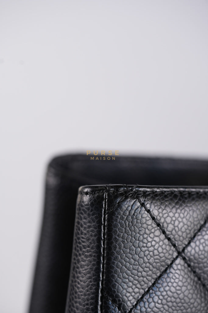 Grand Shopping Tote Bag (GST) in Black Quilted Caviar Leather & Gold Hardware Series 19 | Purse Maison Luxury Bags Shop