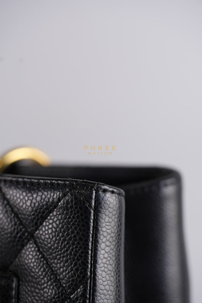 Grand Shopping Tote Bag (GST) in Black Quilted Caviar Leather & Gold Hardware Series 19 | Purse Maison Luxury Bags Shop