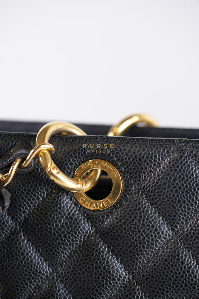 Grand Shopping Tote Bag (GST) in Black Quilted Caviar Leather & Gold Hardware Series 19 | Purse Maison Luxury Bags Shop