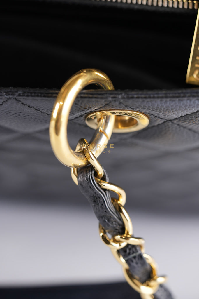 Grand Shopping Tote Bag (GST) in Black Quilted Caviar Leather & Gold Hardware Series 19 | Purse Maison Luxury Bags Shop