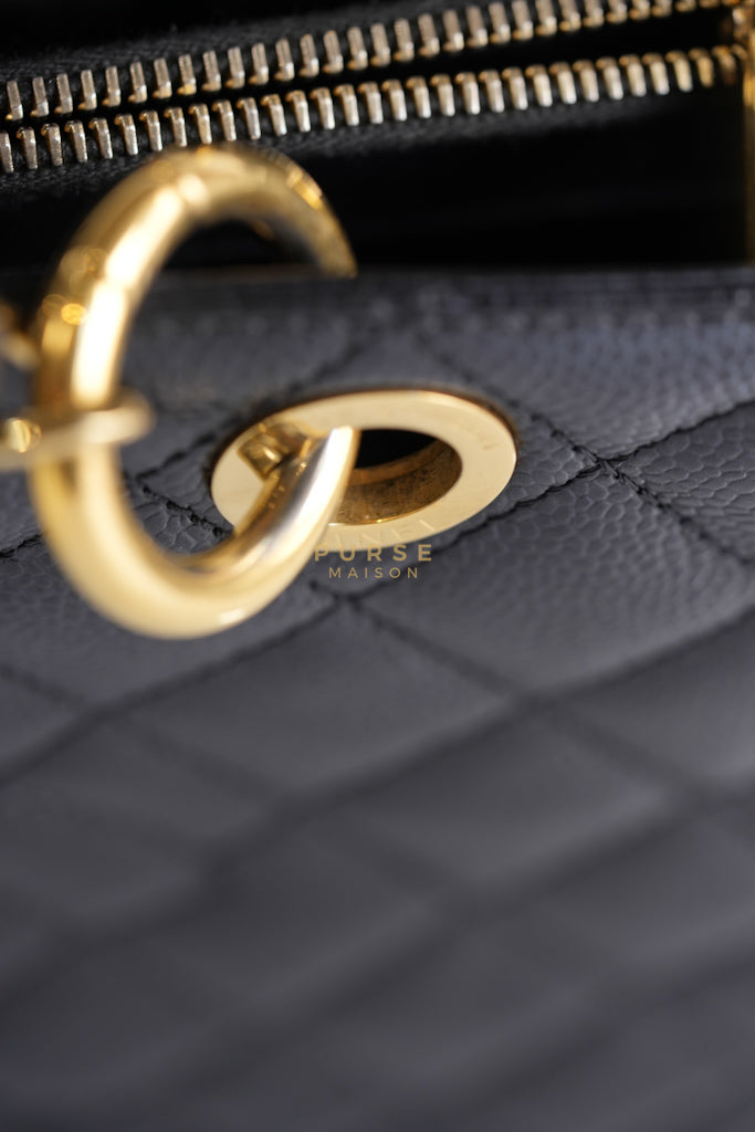 Grand Shopping Tote Bag (GST) in Black Quilted Caviar Leather & Gold Hardware Series 19 | Purse Maison Luxury Bags Shop