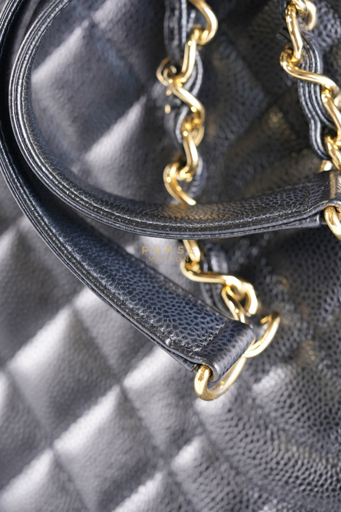 Grand Shopping Tote Bag (GST) in Black Quilted Caviar Leather & Gold Hardware Series 19 | Purse Maison Luxury Bags Shop