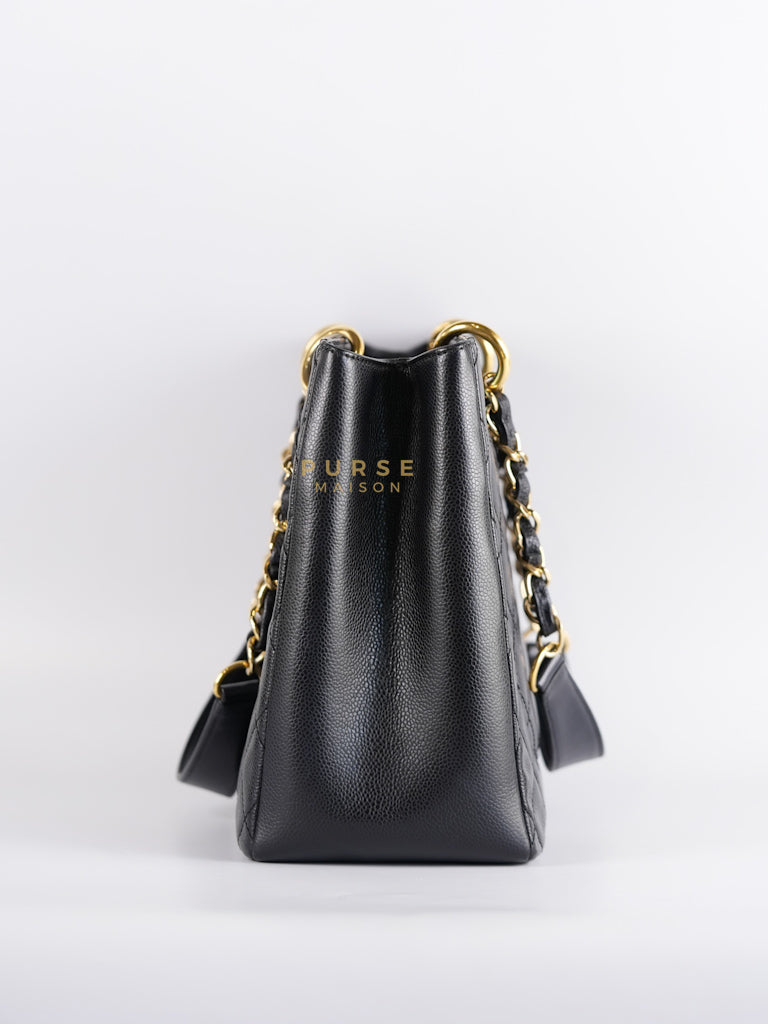 Grand Shopping Tote Bag (GST) in Black Quilted Caviar Leather & Gold Hardware Series 19 | Purse Maison Luxury Bags Shop