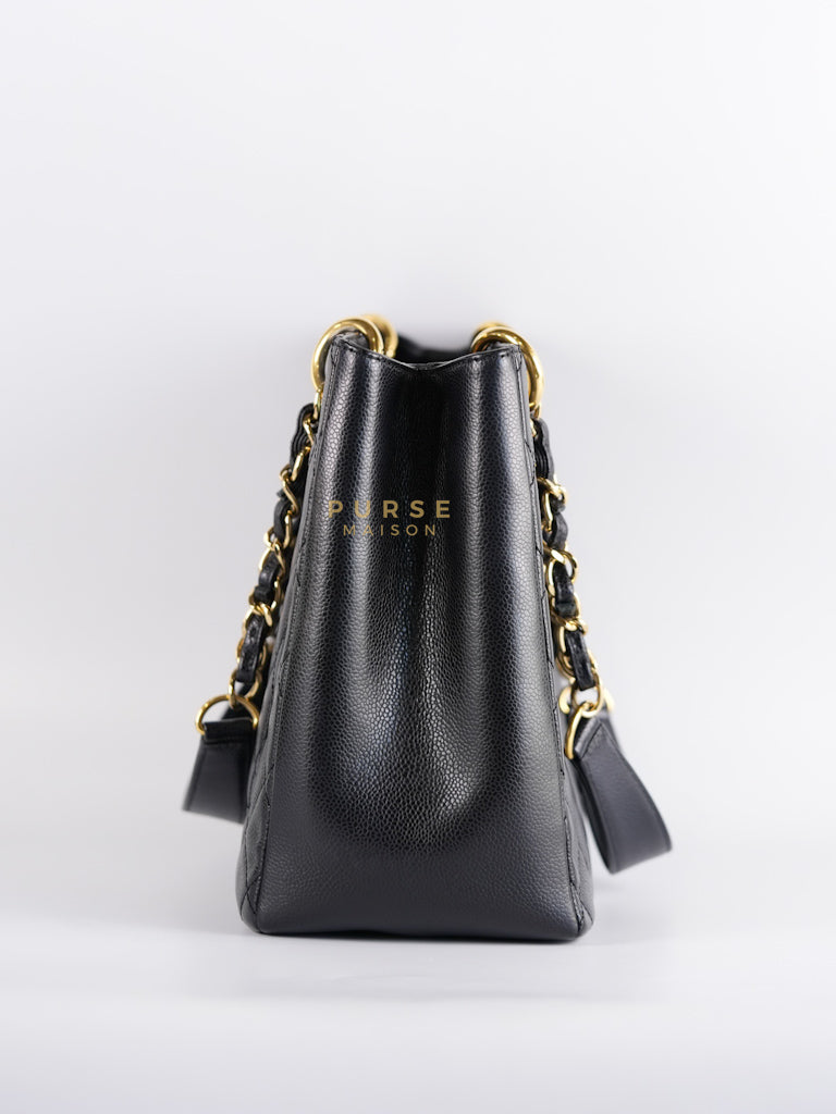 Grand Shopping Tote Bag (GST) in Black Quilted Caviar Leather & Gold Hardware Series 19 | Purse Maison Luxury Bags Shop