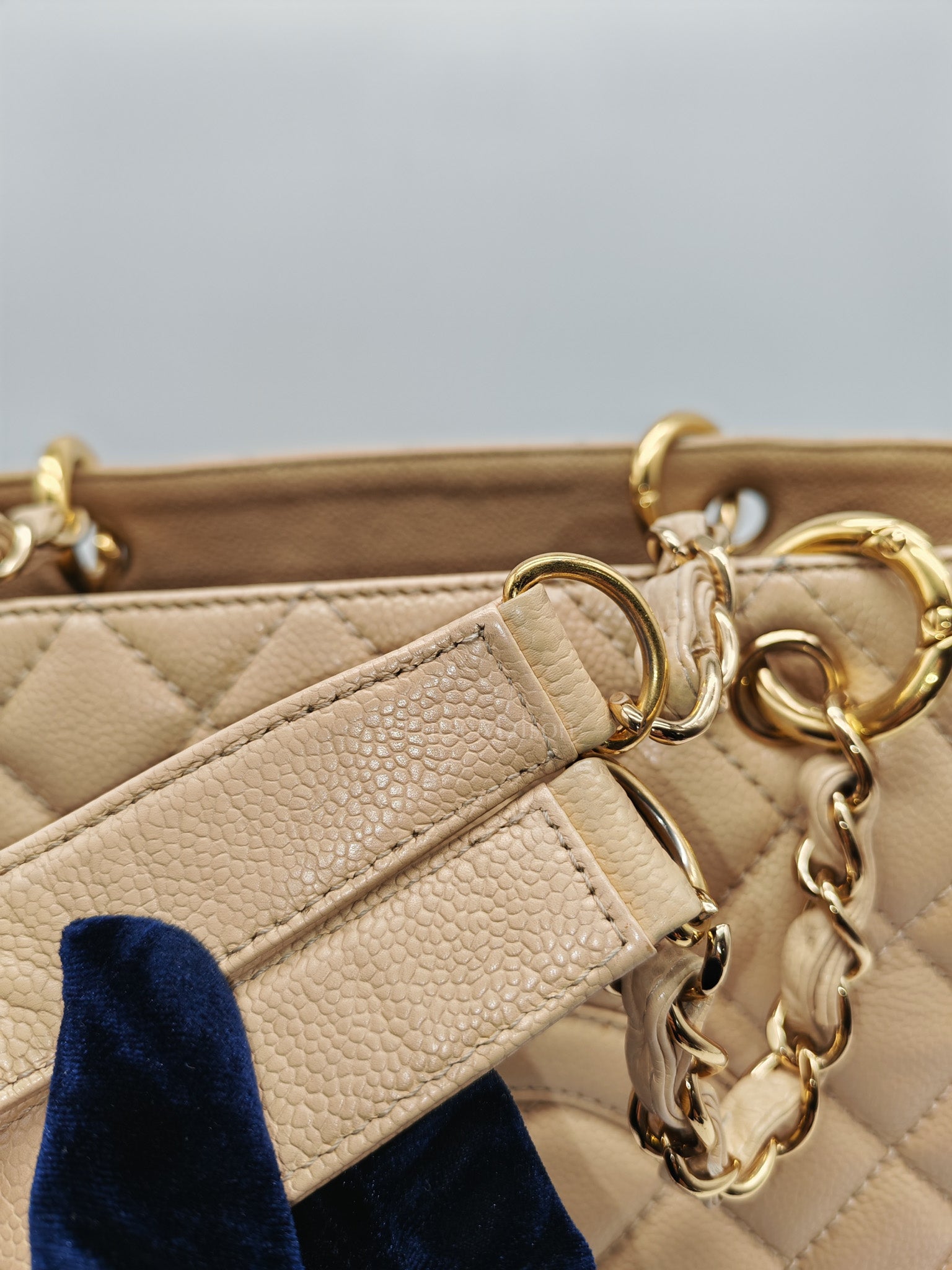 Grand Shopping Tote (GST) Beige Caviar Leather Gold Hardware Series 12 | Purse Maison Luxury Bags Shop