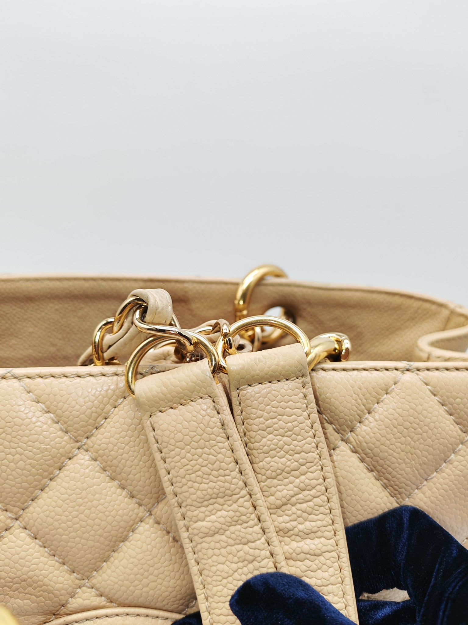 Grand Shopping Tote (GST) Beige Caviar Leather Gold Hardware Series 12 | Purse Maison Luxury Bags Shop