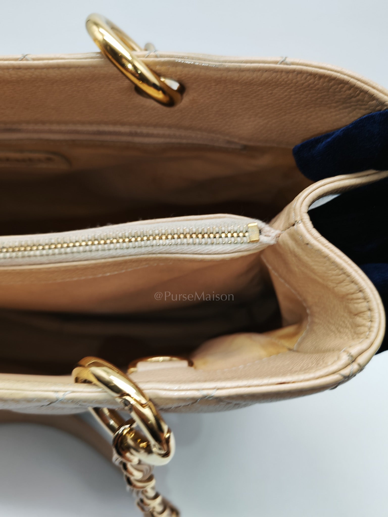 Grand Shopping Tote (GST) Beige Caviar Leather Gold Hardware Series 12 | Purse Maison Luxury Bags Shop