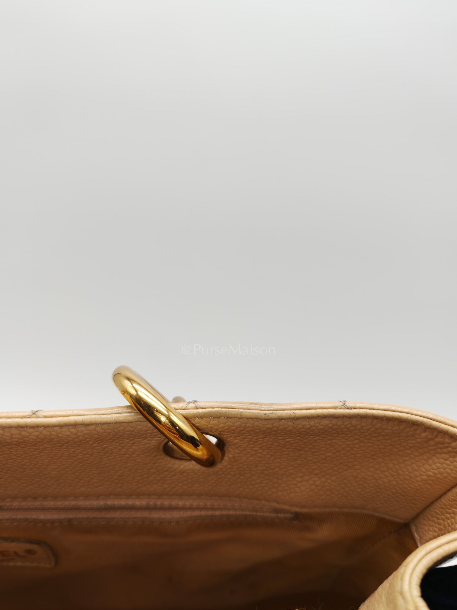 Grand Shopping Tote (GST) Beige Caviar Leather Gold Hardware Series 12 | Purse Maison Luxury Bags Shop