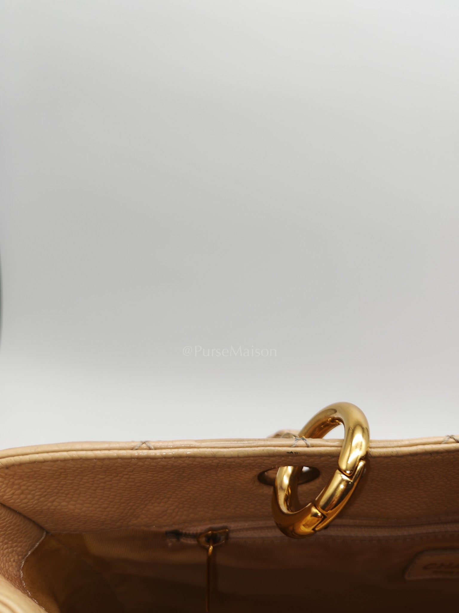 Grand Shopping Tote (GST) Beige Caviar Leather Gold Hardware Series 12 | Purse Maison Luxury Bags Shop