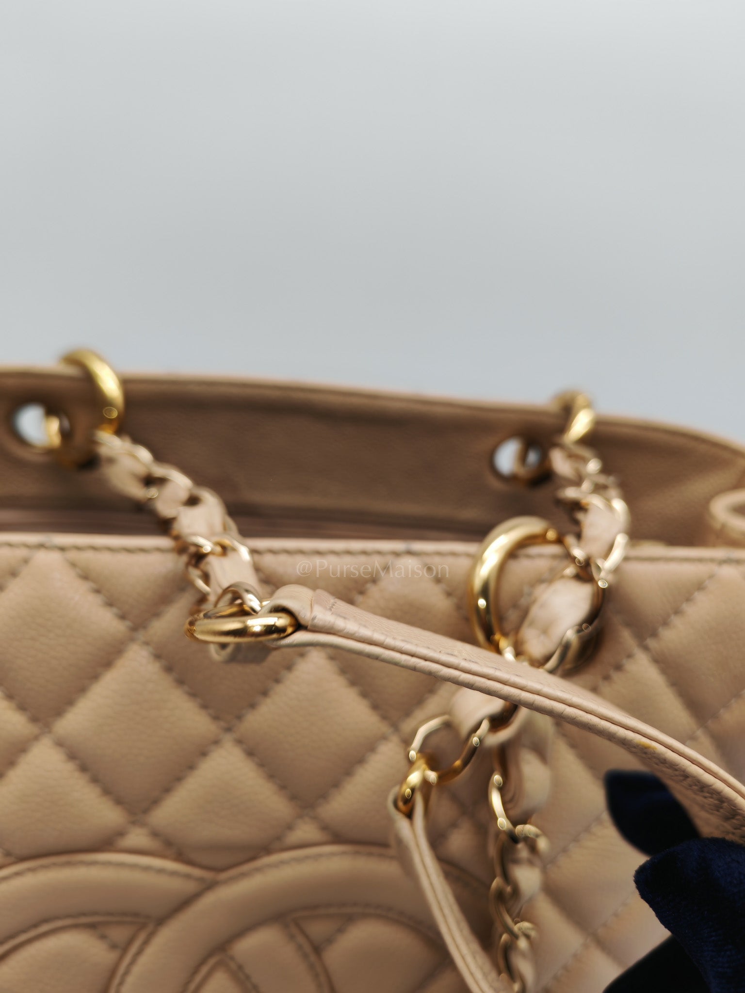 Grand Shopping Tote (GST) Beige Caviar Leather Gold Hardware Series 12 | Purse Maison Luxury Bags Shop
