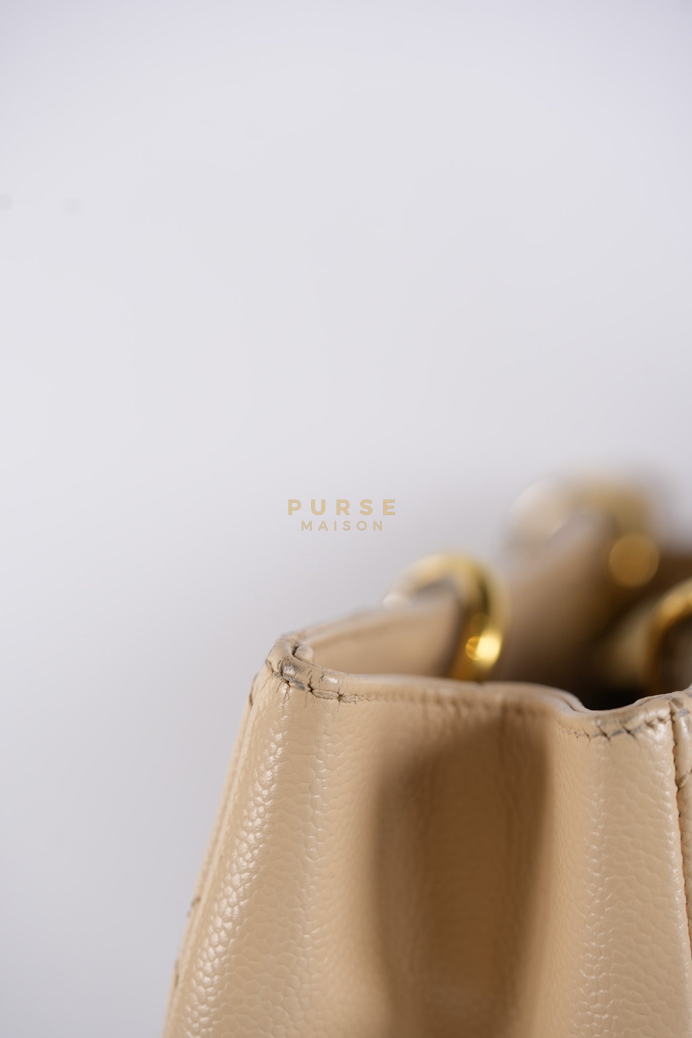 Grand Shopping Tote (GST) Beige in Caviar Leather and Gold Hardware Series 16 | Purse Maison Luxury Bags Shop