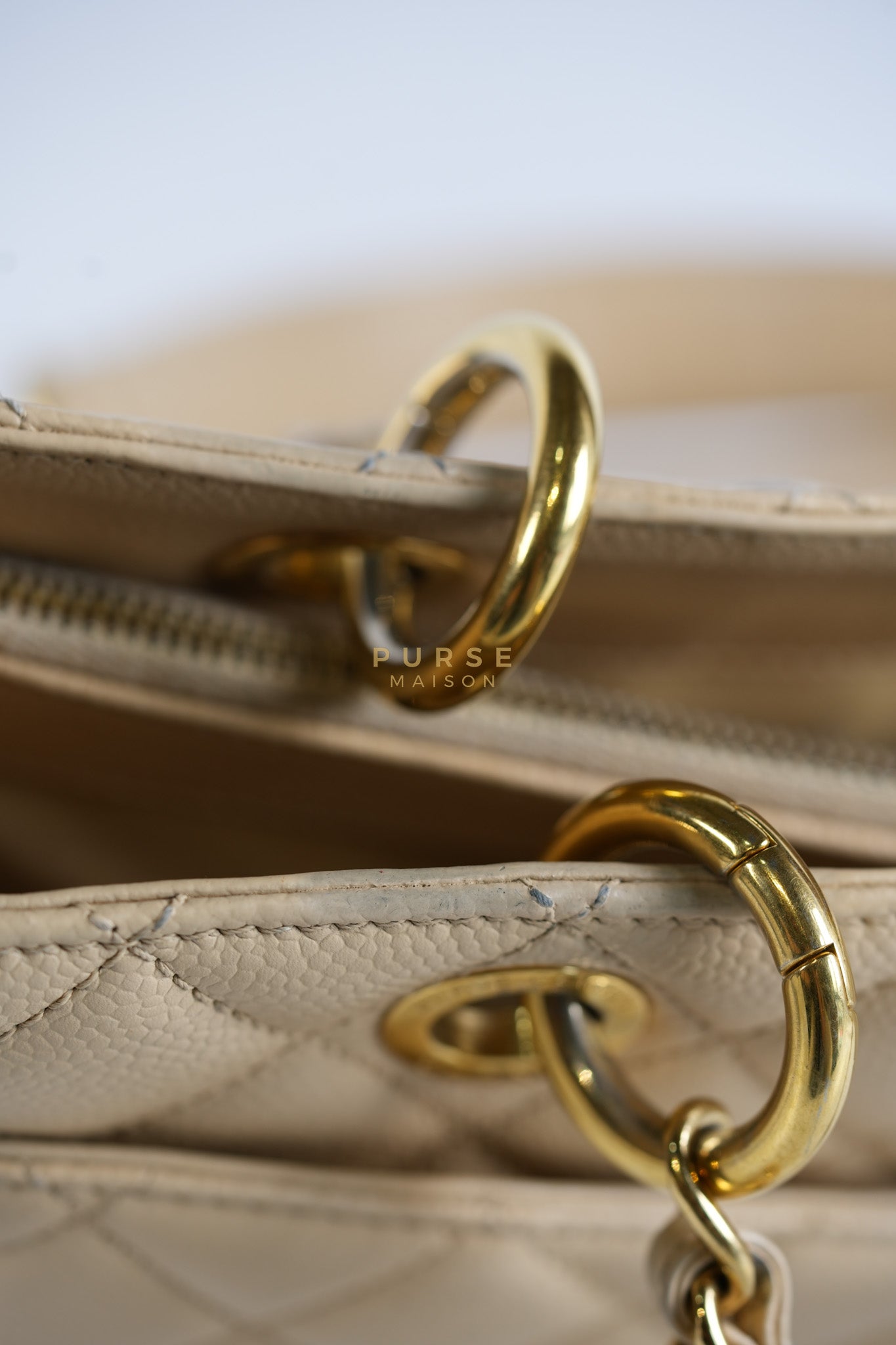 Grand Shopping Tote (GST) Beige in Caviar Leather and Gold Hardware Series 16 | Purse Maison Luxury Bags Shop