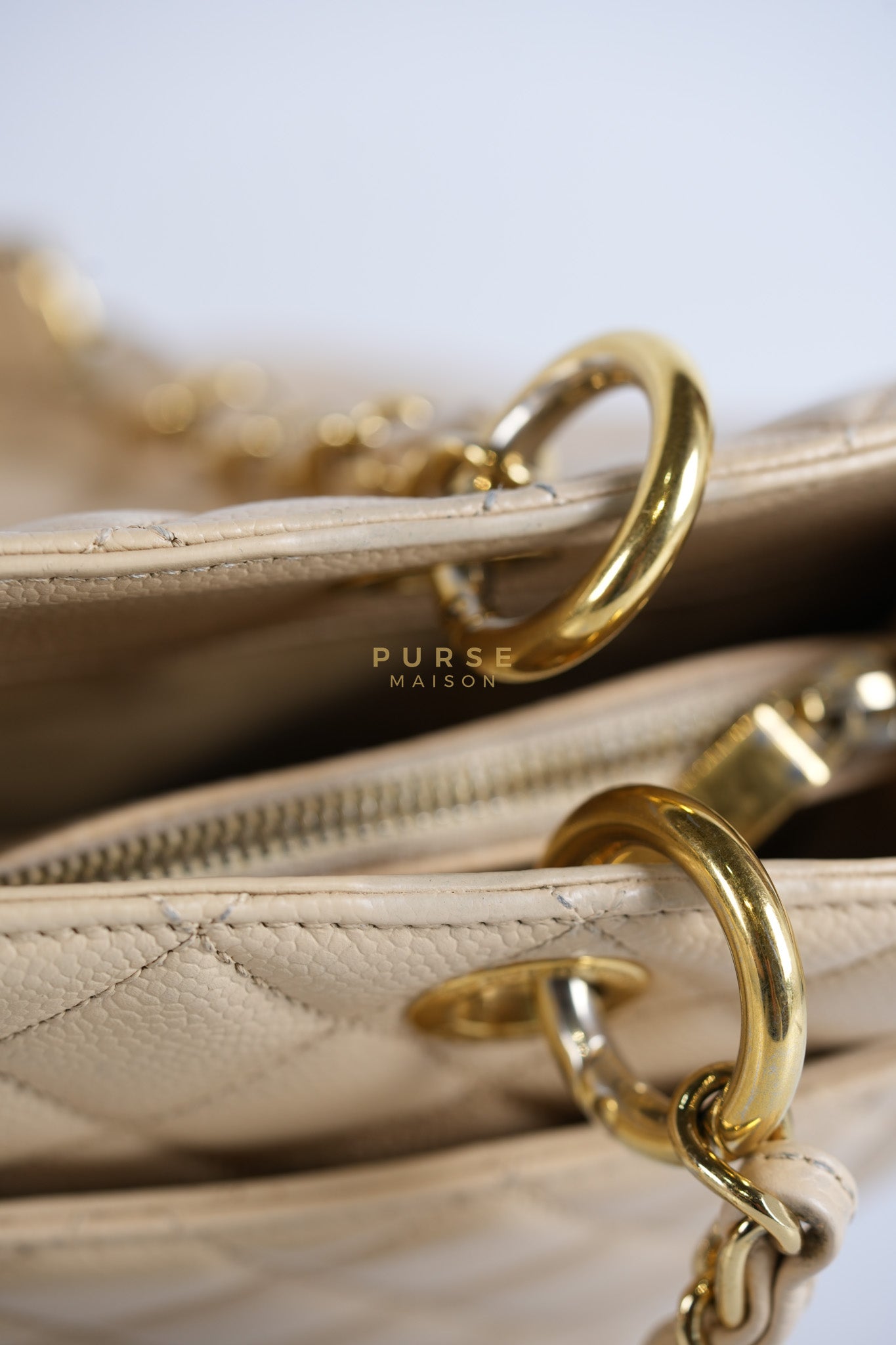 Grand Shopping Tote (GST) Beige in Caviar Leather and Gold Hardware Series 16 | Purse Maison Luxury Bags Shop