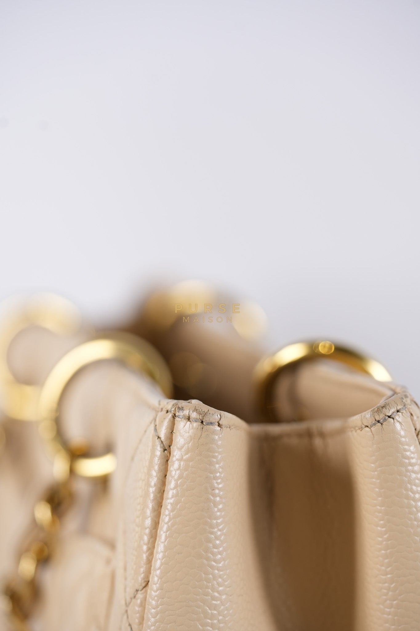Grand Shopping Tote (GST) Beige in Caviar Leather and Gold Hardware Series 16 | Purse Maison Luxury Bags Shop