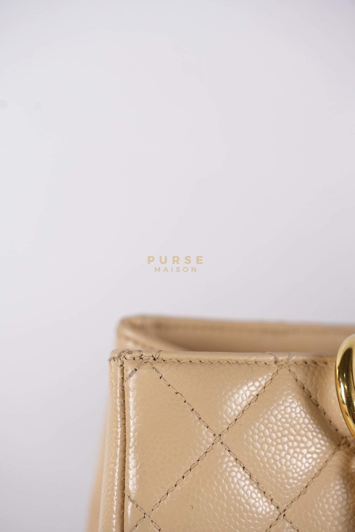 Grand Shopping Tote (GST) Beige in Caviar Leather and Gold Hardware Series 16 | Purse Maison Luxury Bags Shop