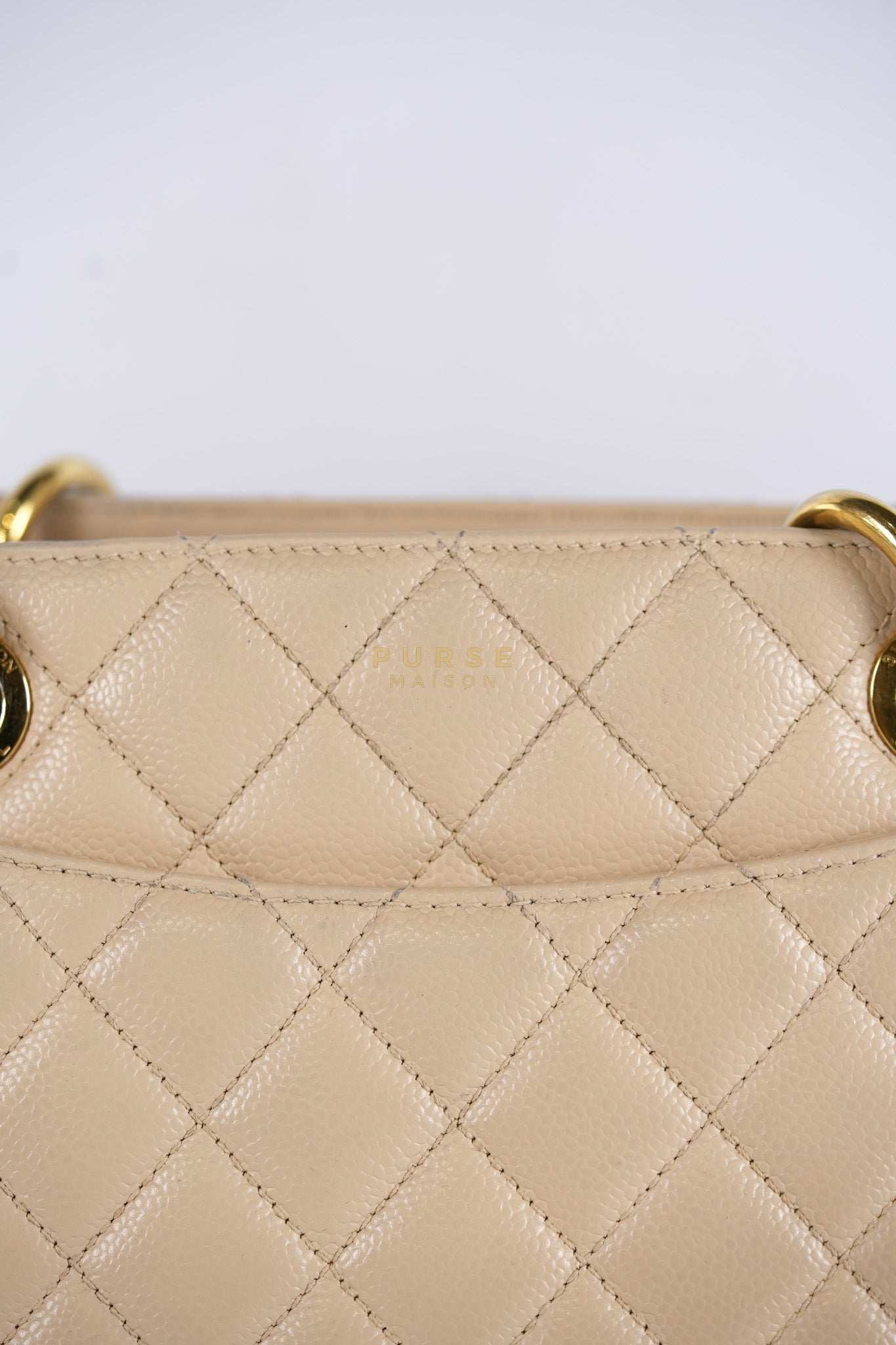 Grand Shopping Tote (GST) Beige in Caviar Leather and Gold Hardware Series 16 | Purse Maison Luxury Bags Shop